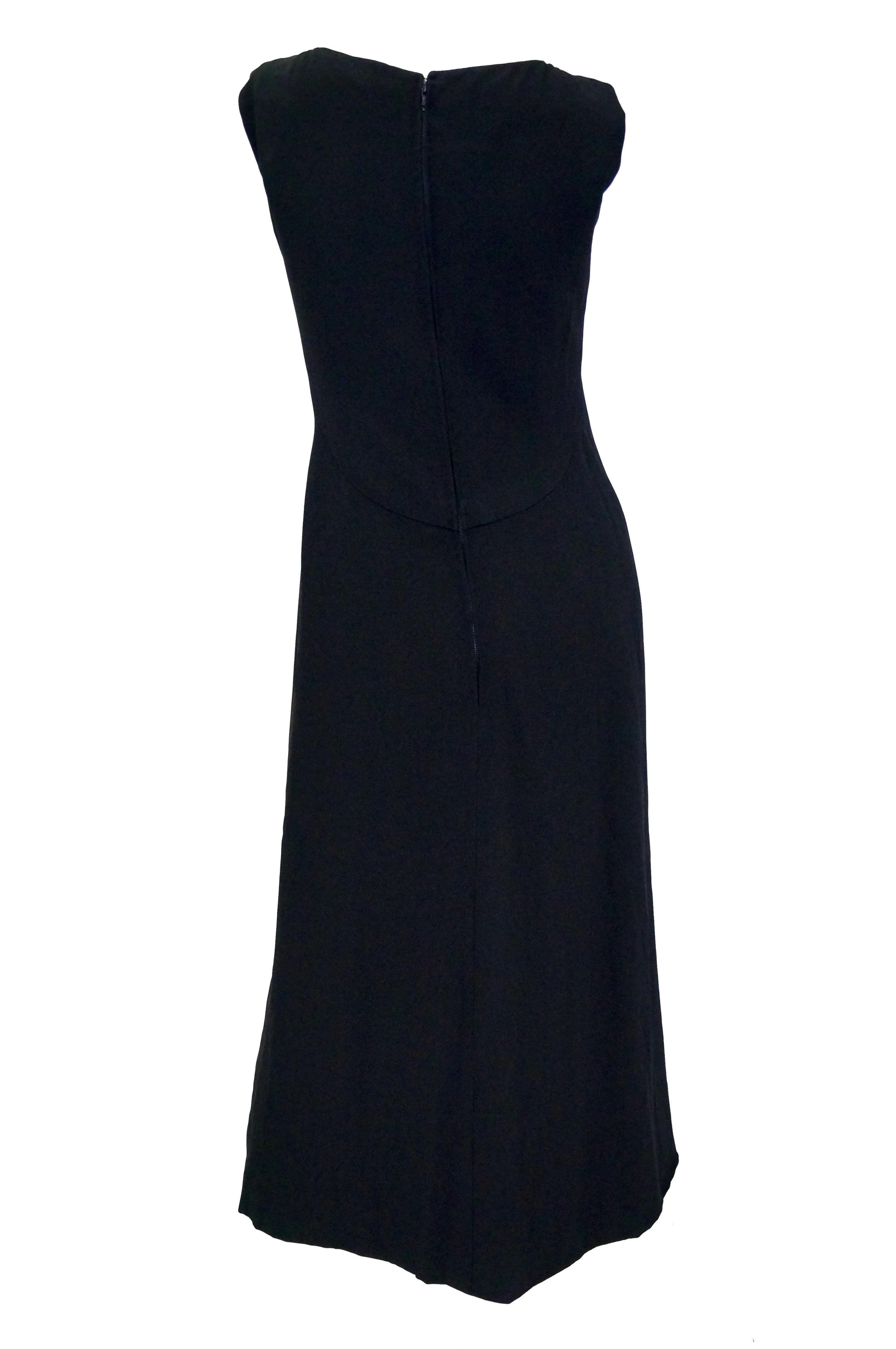 1960s Guy Laroche Black Empire Waist Evening Dress