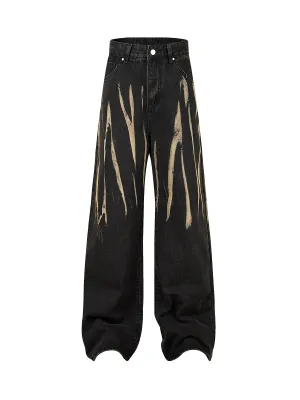 1984 High Street Hip Hop Hand-painted Spray-painted Jeans