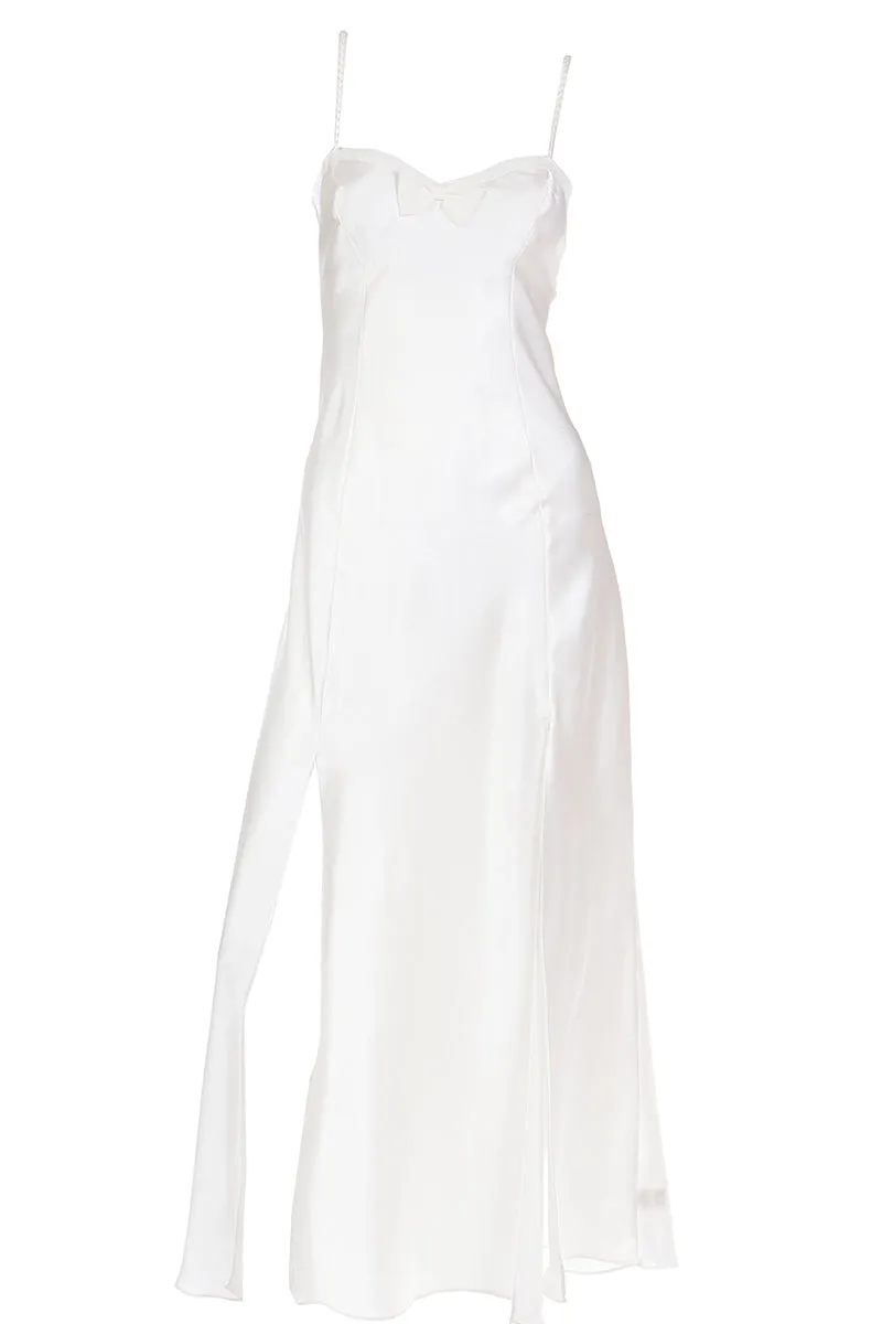 1990s Valentino Ivory Slip Dress Nightgown & Peignoir Robe Set