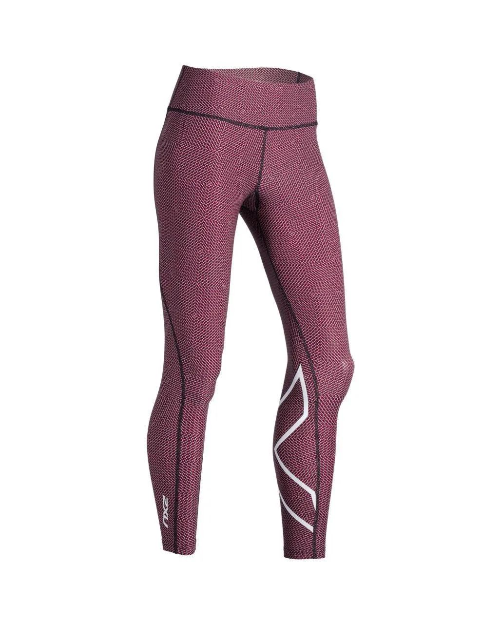 2XU Women's Print Mid-Rise Compression Tights-WA5378B (BKP/WHT)