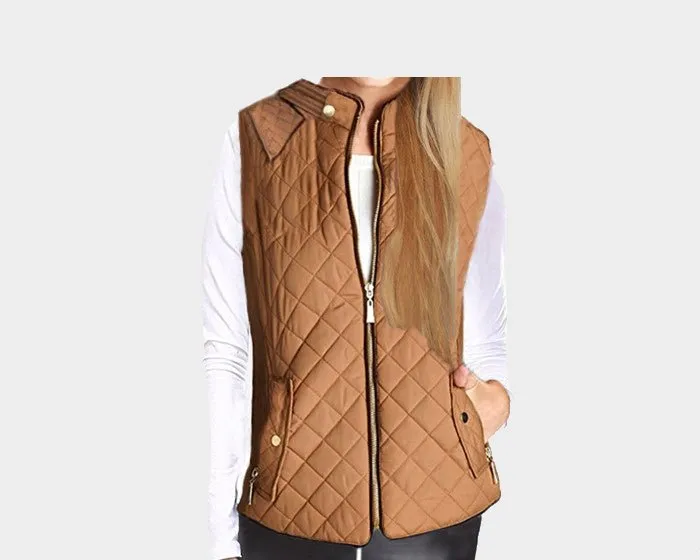 8.8 Camel Color Quilted Vest - The Aspen