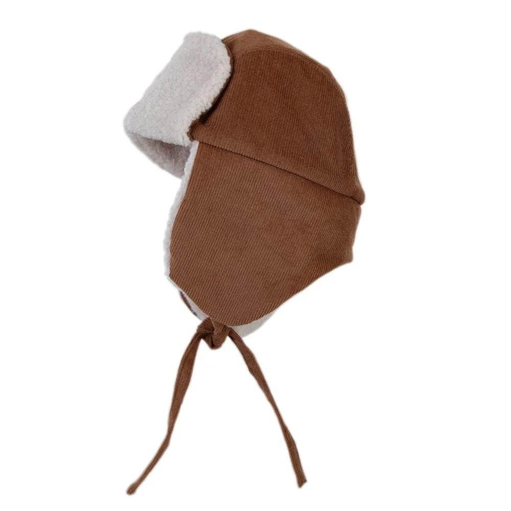 Acorn Kids: Aviator Cord Beanie Chestnut