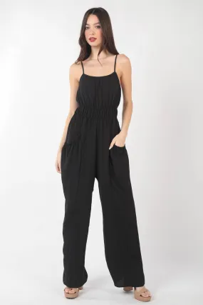 Addison - Pintuck Detail Woven Sleeveless Jumpsuit - Black - Exclusively Online