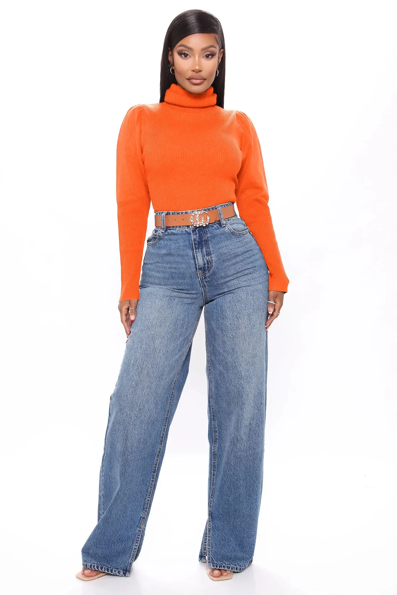 Adored By You Turtleneck Sweater - Orange