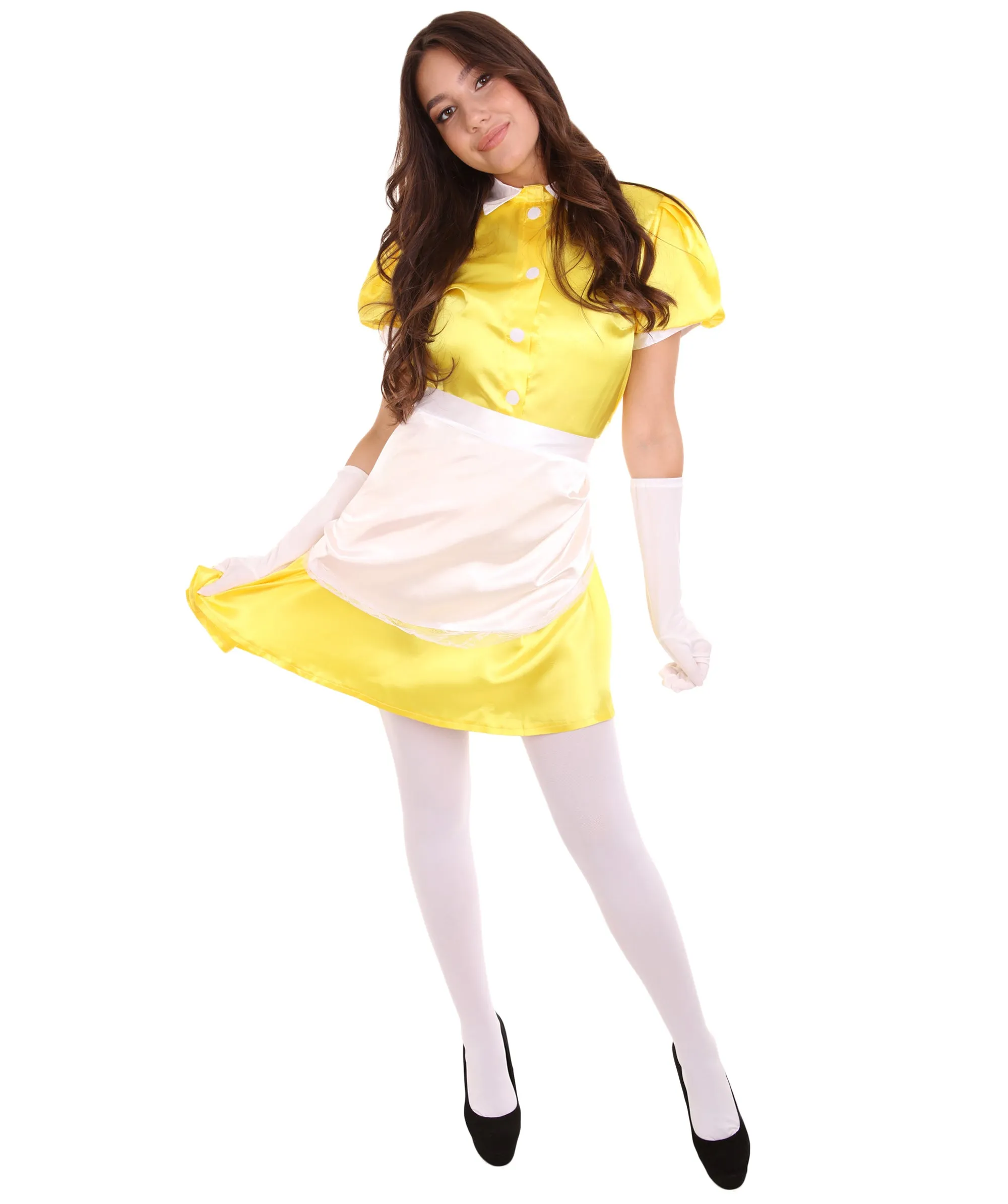 Adult Women's French Apron Maid Uniform Costume | Yellow Cosplay Costume