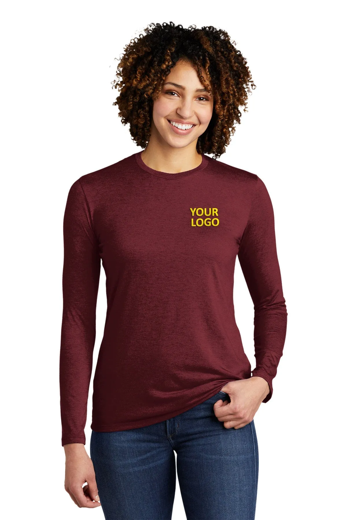 Allmade Women's Tri-Blend Branded Long Sleeve Tee, Vino Red