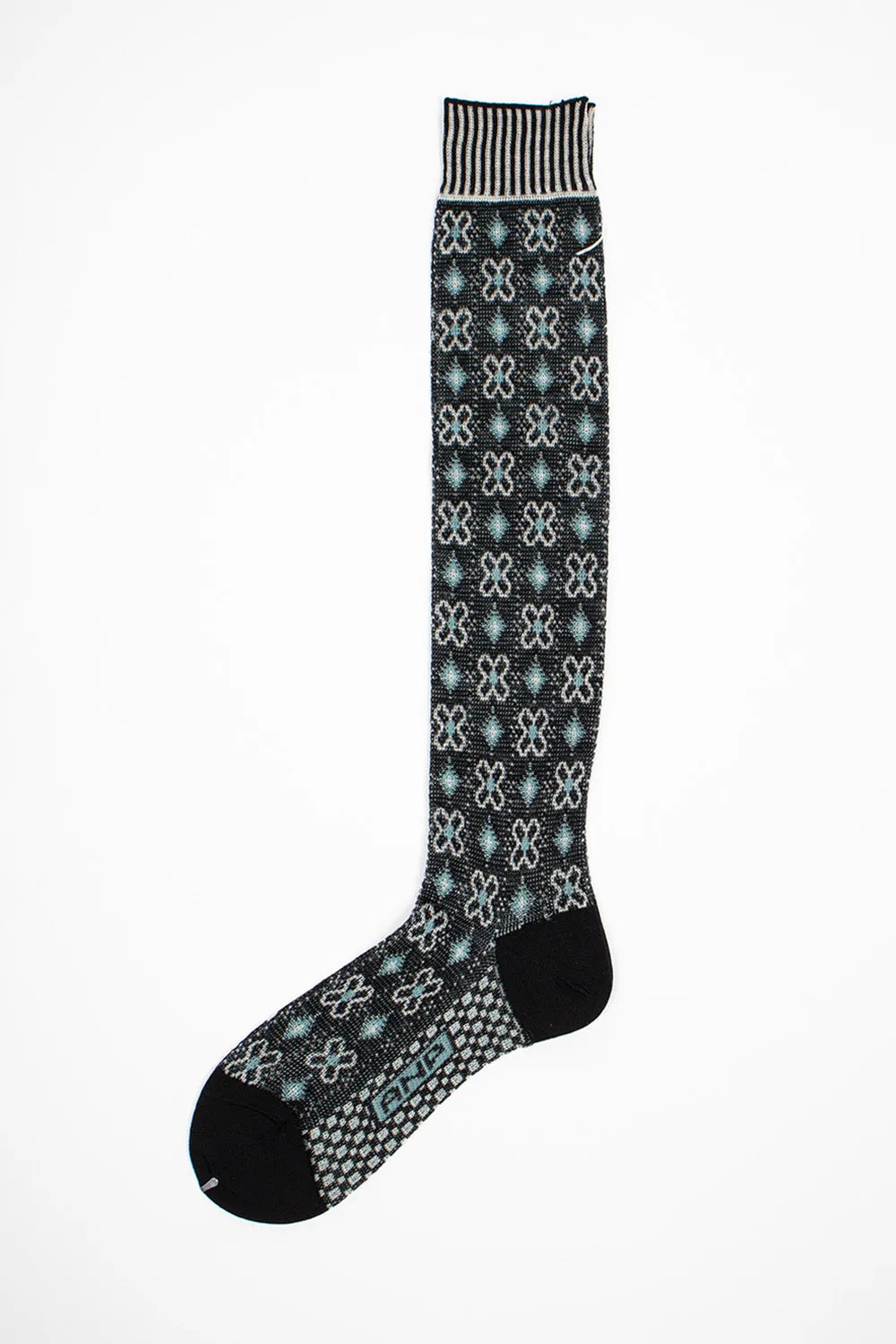 AM-776HS Flower Grid Socks Black