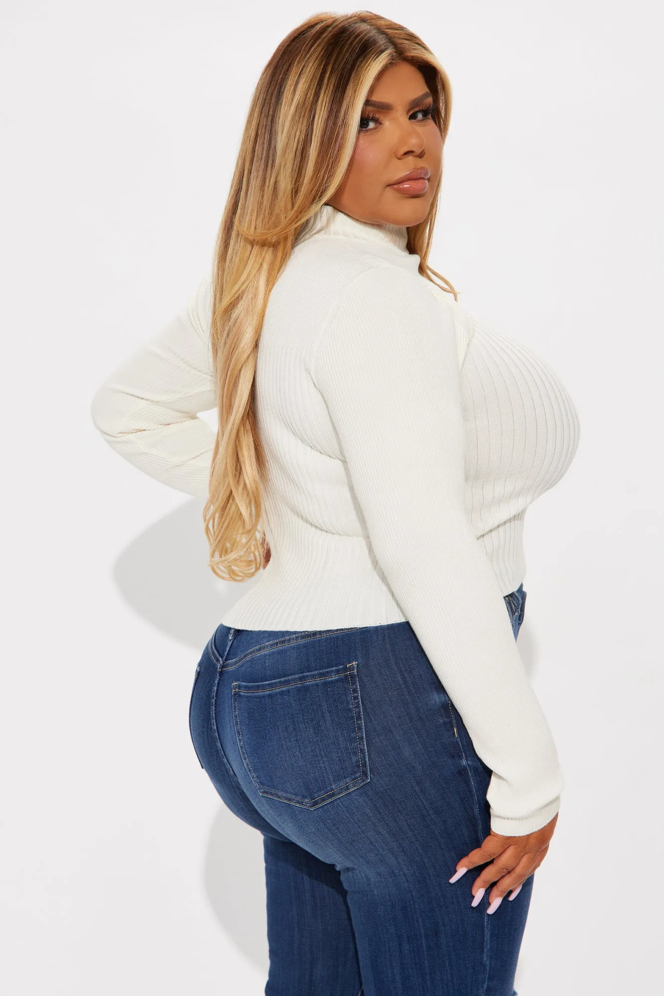 Anabella Cut Out Turtleneck Sweater - Ivory