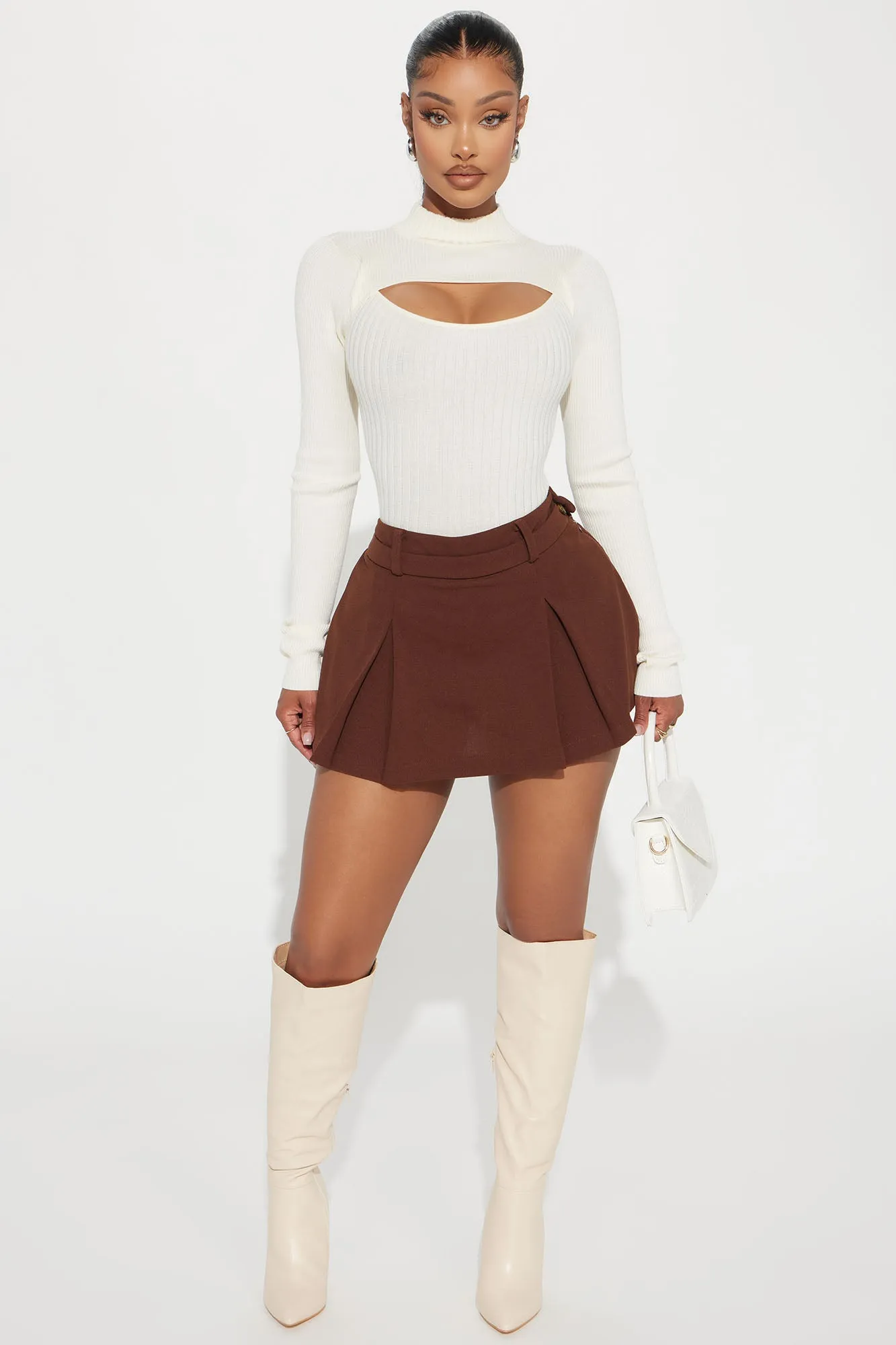 Anabella Cut Out Turtleneck Sweater - Ivory