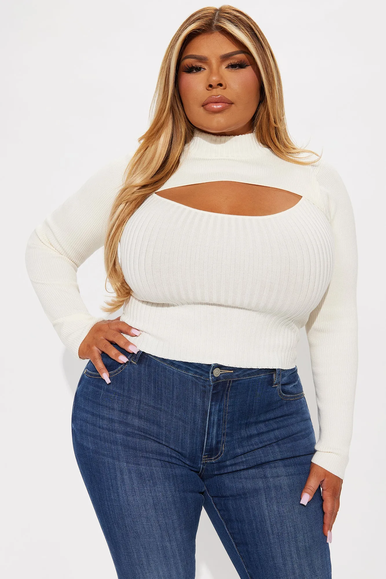 Anabella Cut Out Turtleneck Sweater - Ivory