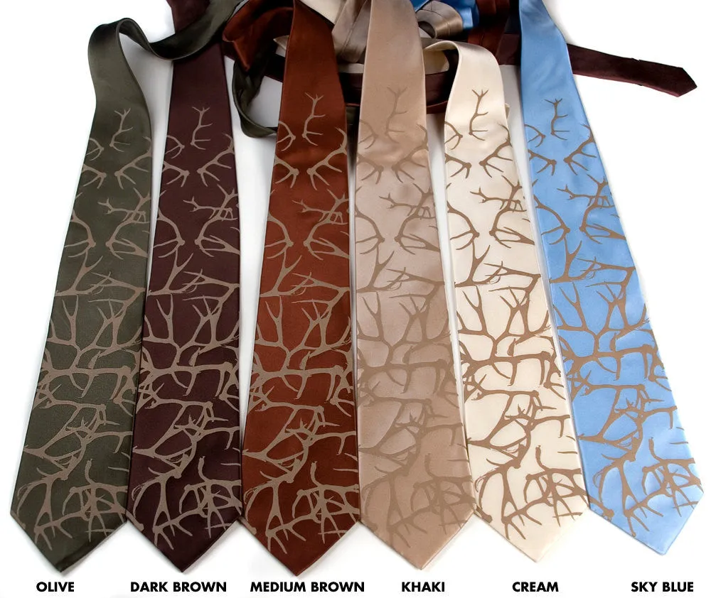 Antler Necktie. Stag Party Silk Tie