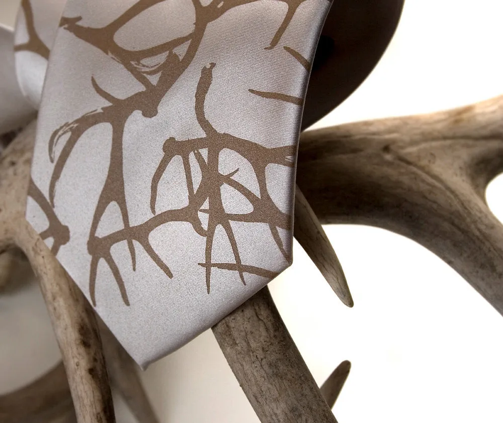 Antler Necktie. Stag Party Silk Tie