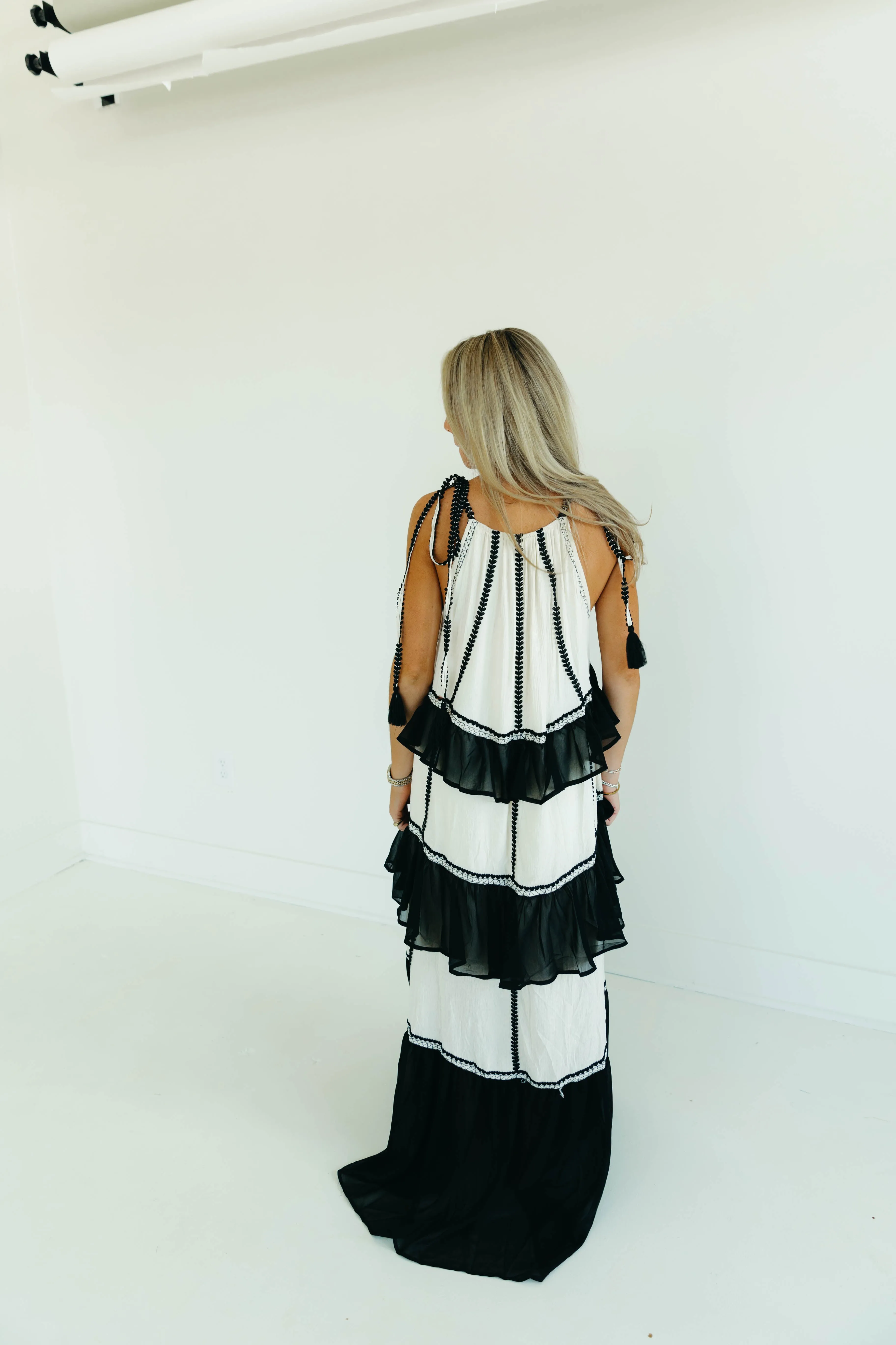 April Maxi Dress - Ivory/Black