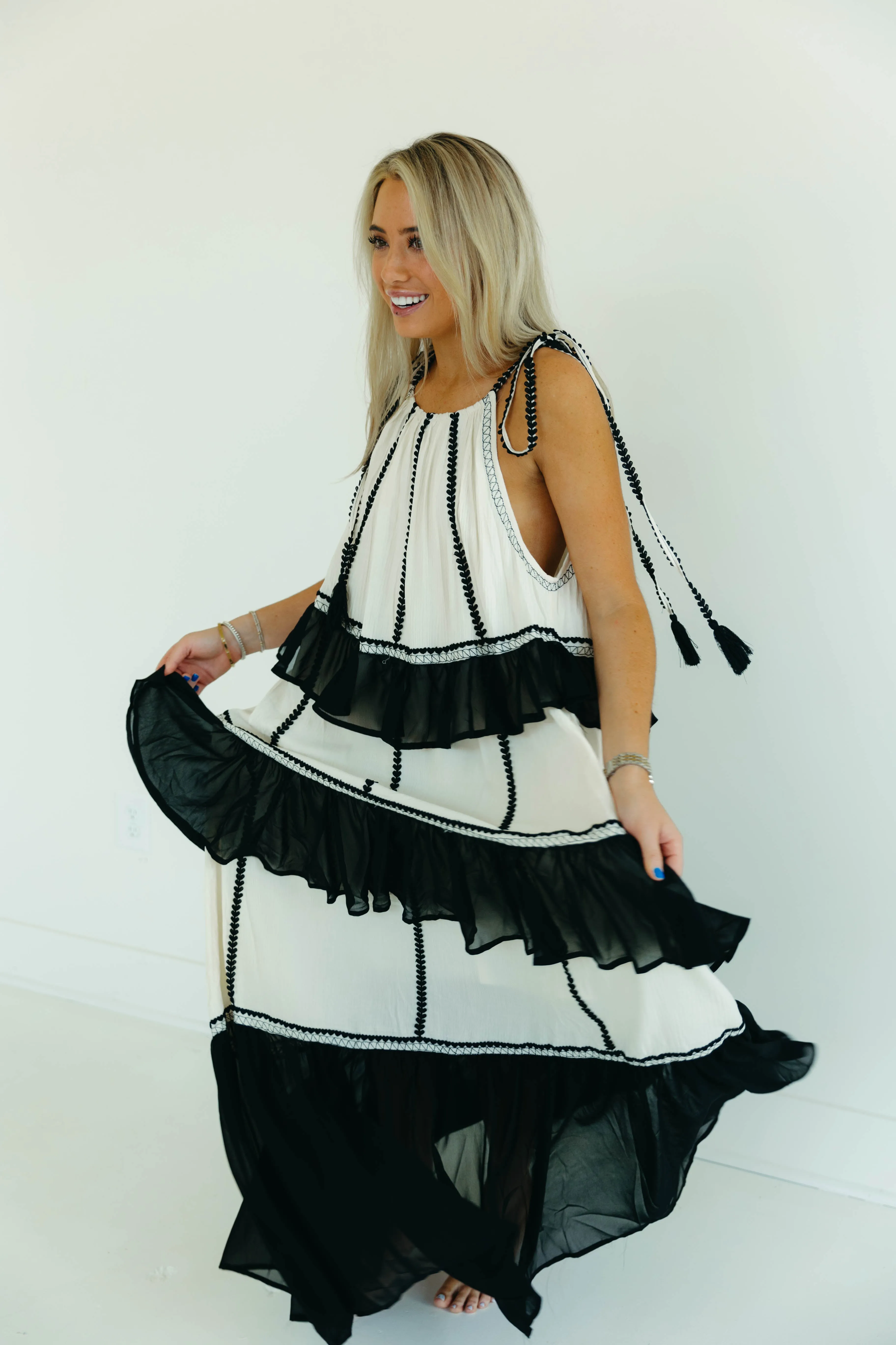 April Maxi Dress - Ivory/Black