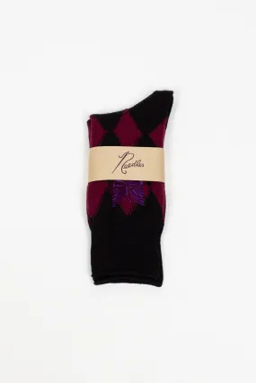 Argyle Jacquard Socks Wine