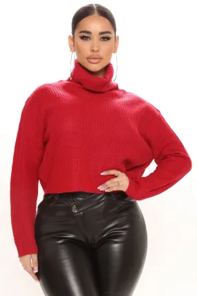 Autumn Breeze Turtleneck Sweater - Red