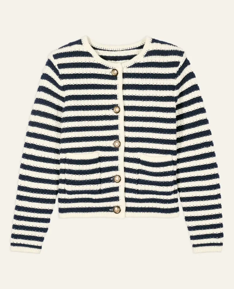 Ba&sh Gaspard Ecru Stripe Cardigan