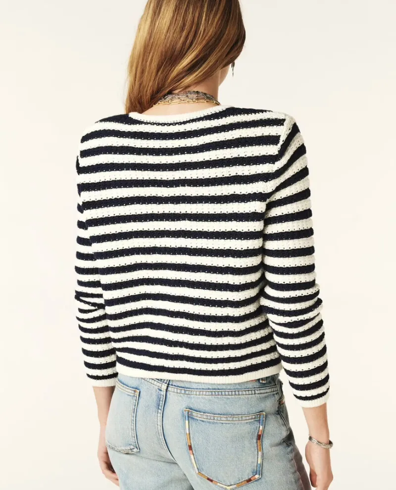 Ba&sh Gaspard Ecru Stripe Cardigan