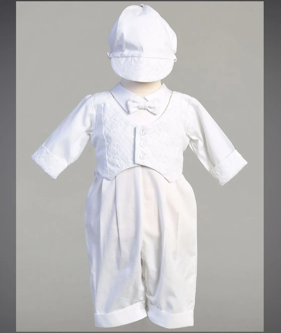 Baby Boys White Baptism & Christening Romper - Grayson