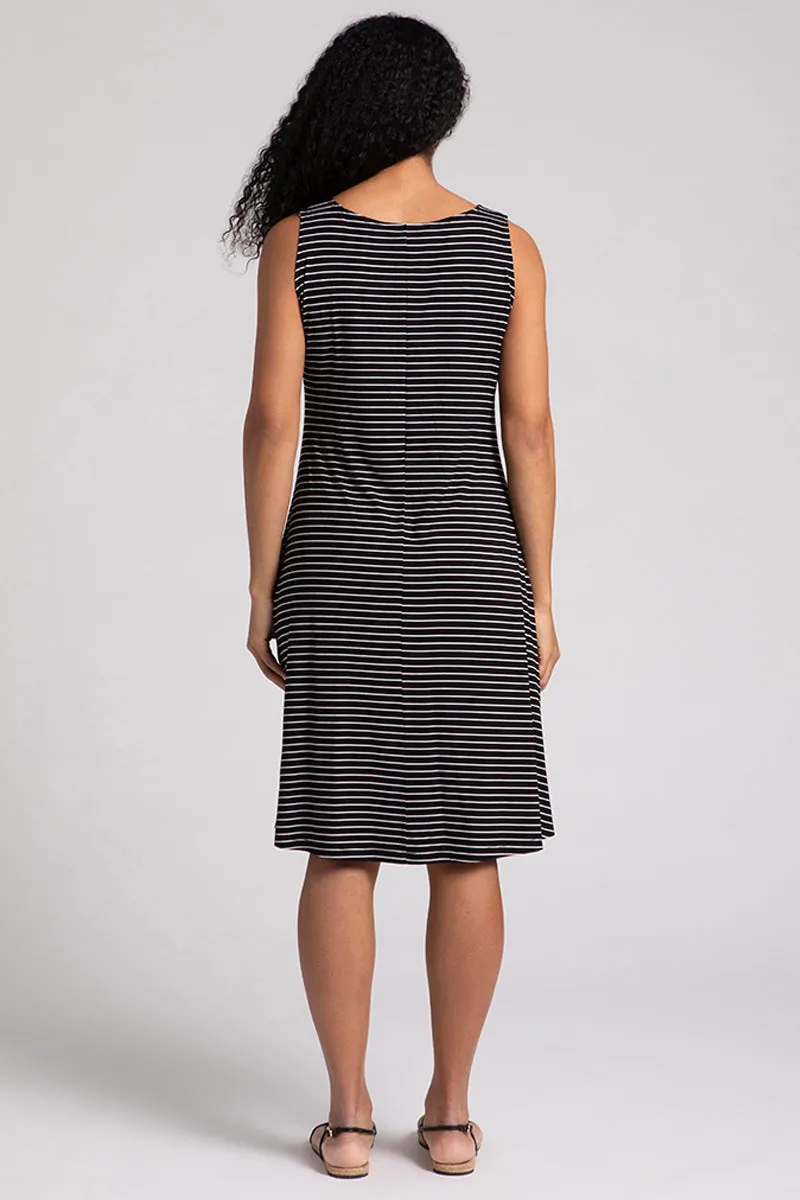 Bamboo Tank Dress Short | Blk/Wht Pinstripe