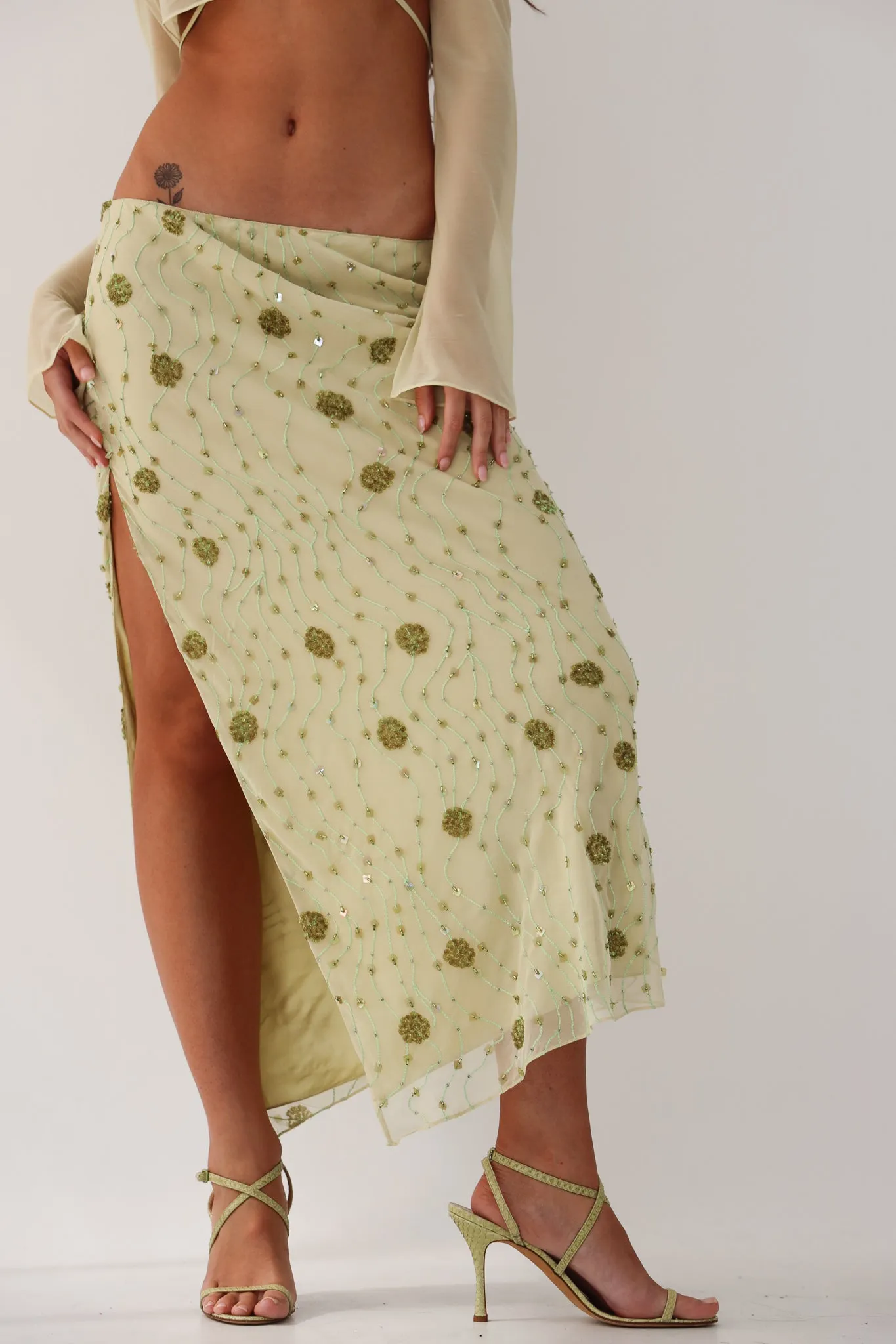 Beaded Skirt Green