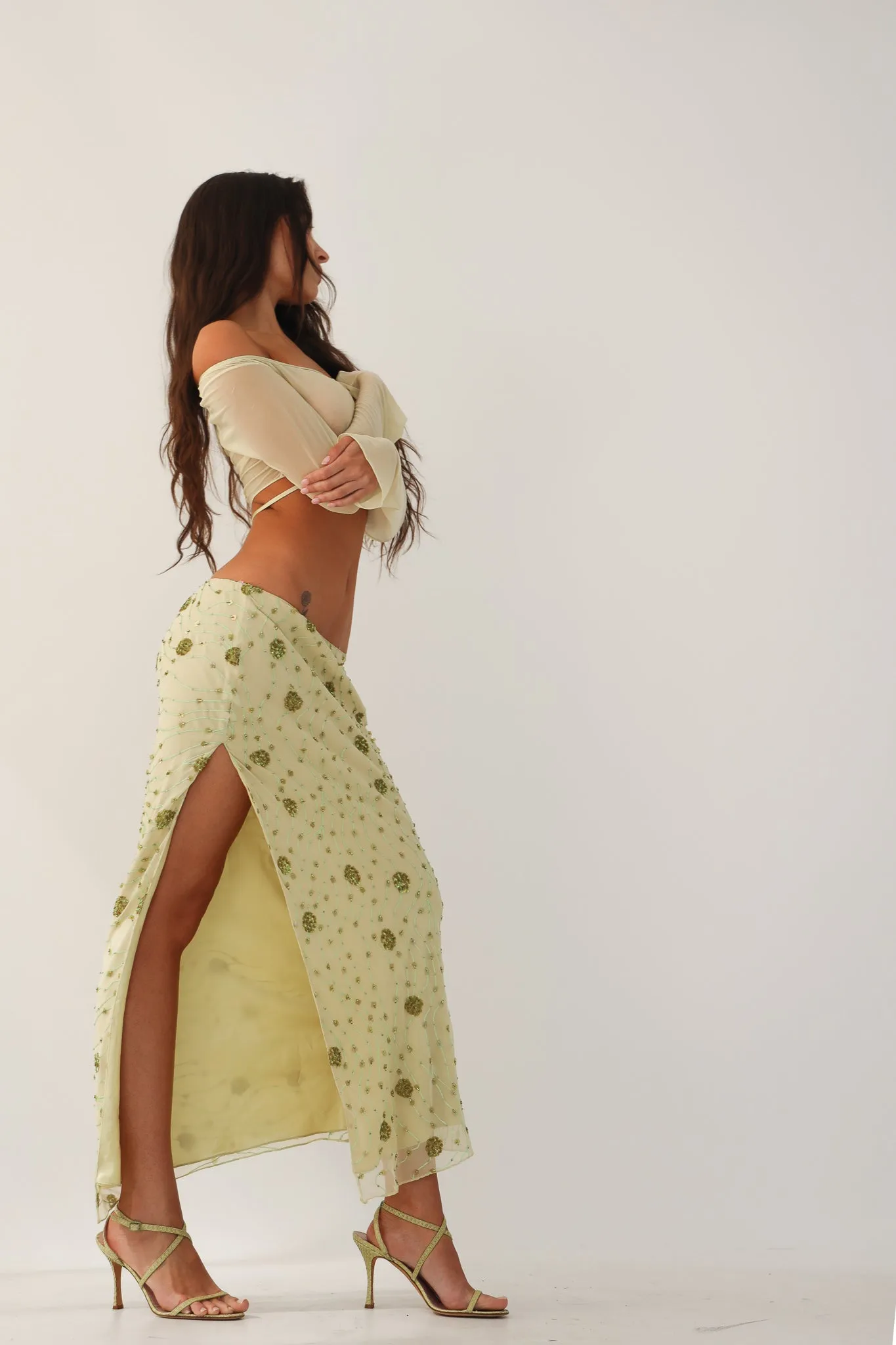 Beaded Skirt Green