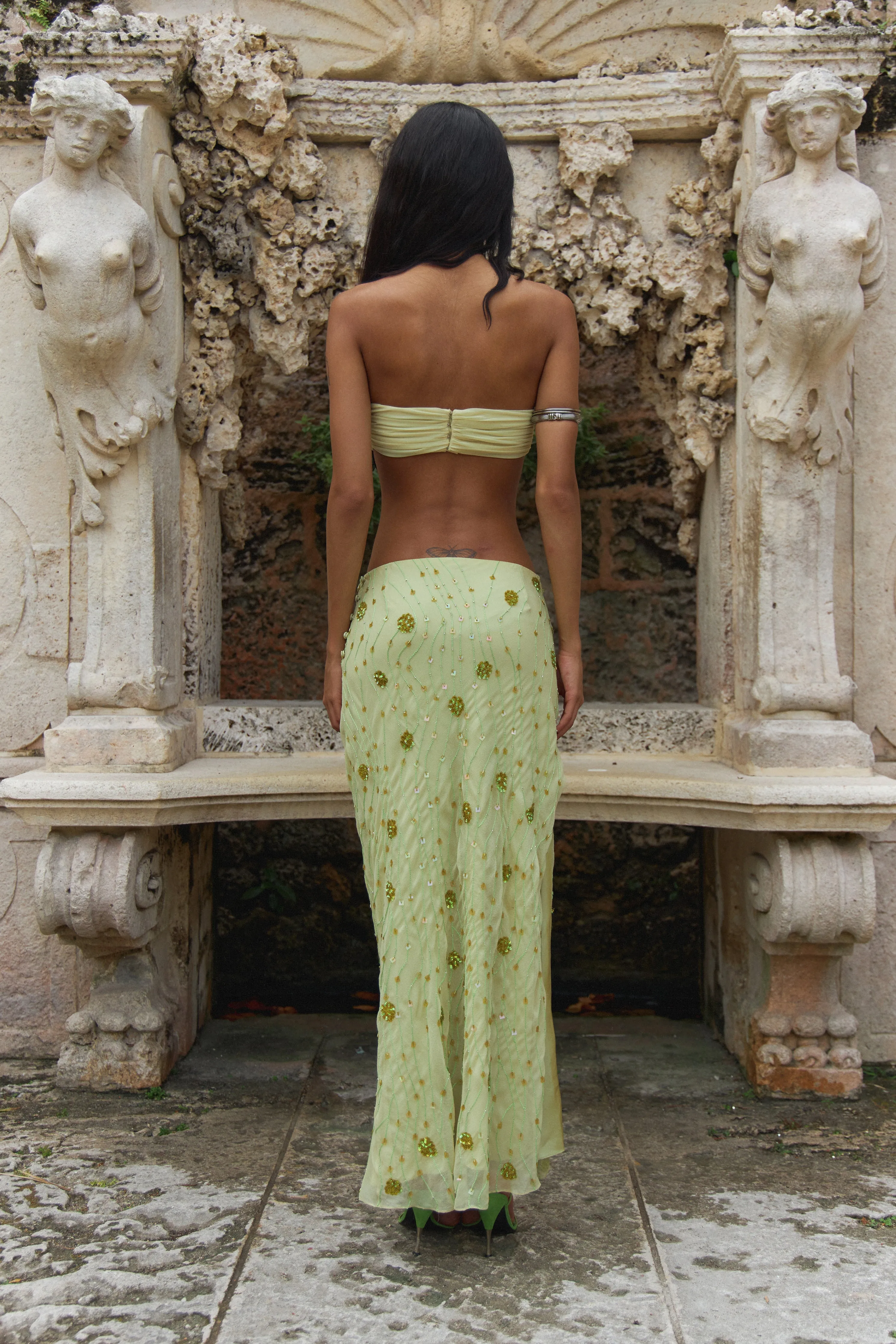 Beaded Skirt Green