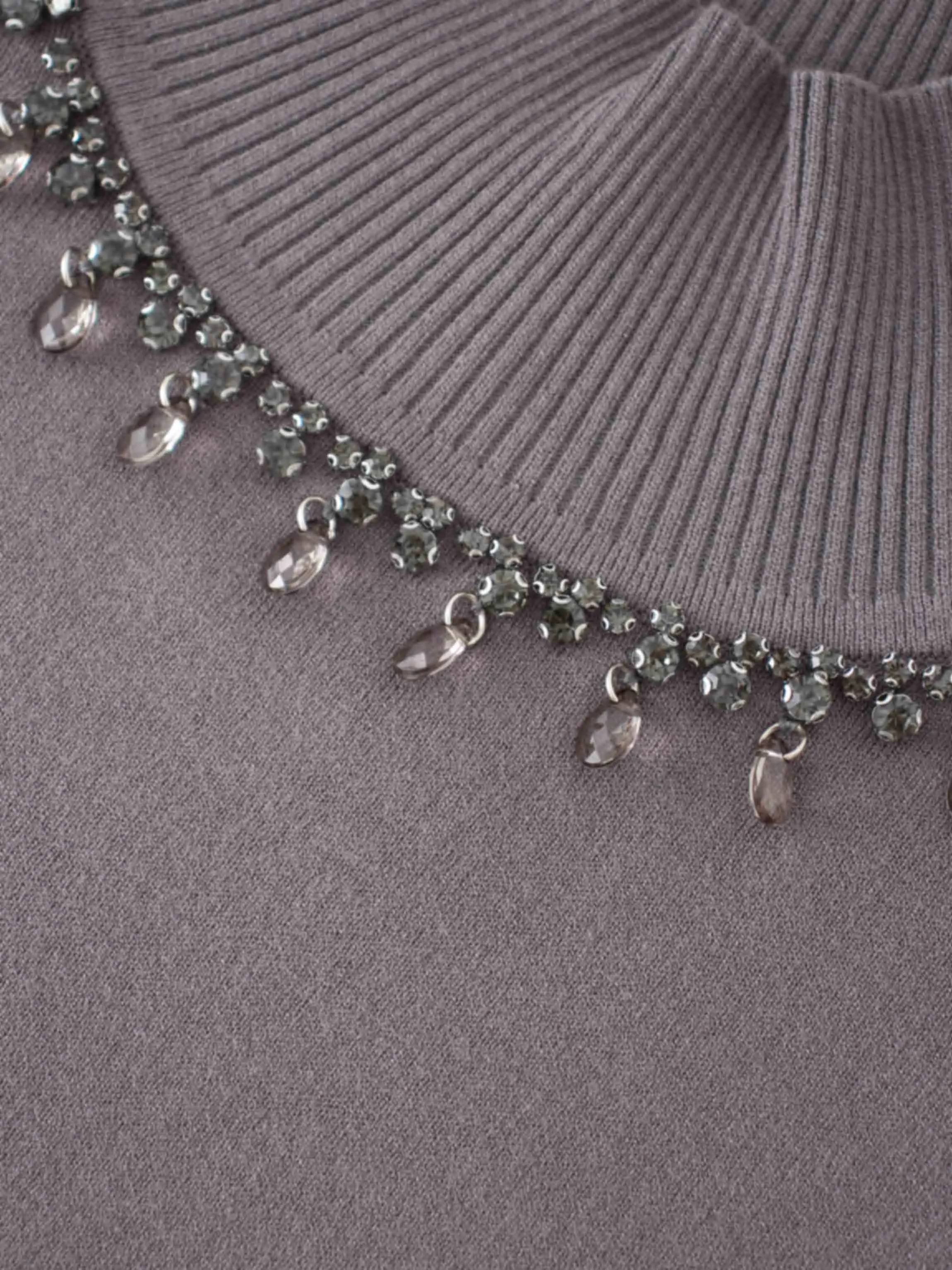 Beaded Turtleneck-Grey