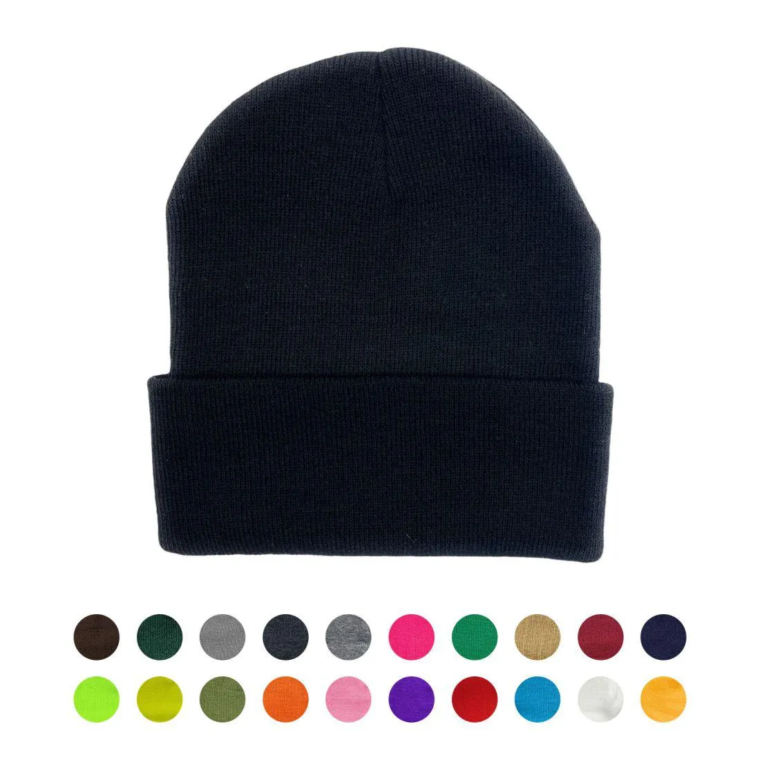 Beanies Caps Toboggan Cuffed Soft Knit in Bulk Multi-Color Plain Blank Wholesale