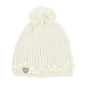 Betsey Johnson Women's Faux Pearl Embellished Beanie Knit Winter Hat