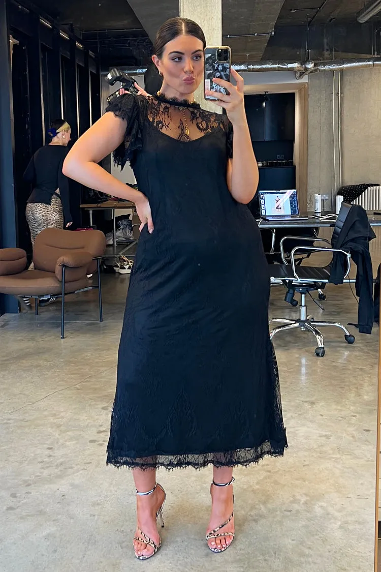 Black Fine Lace Raven Dress