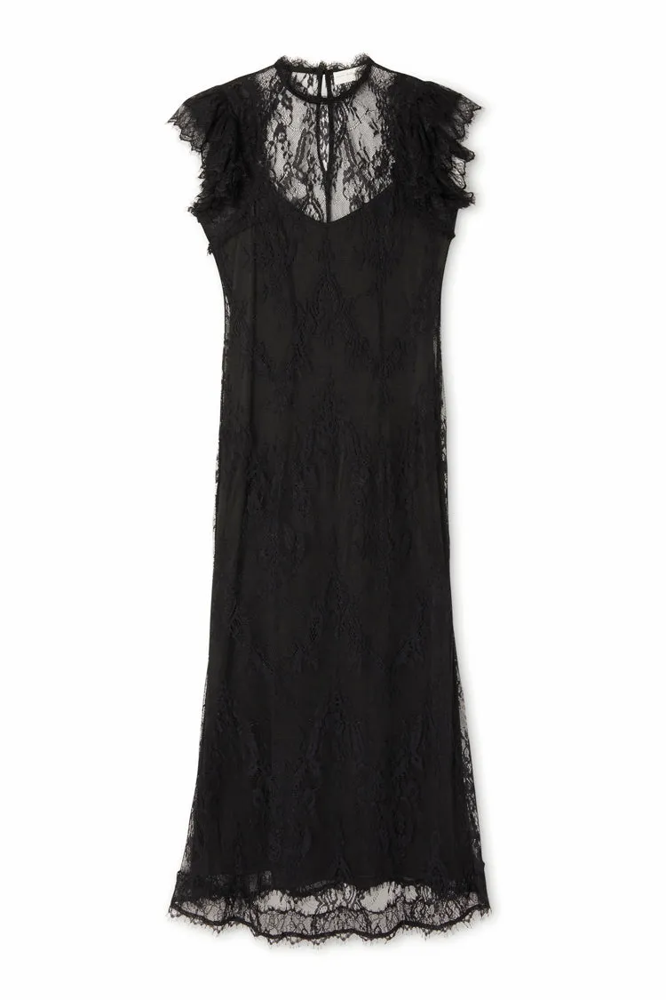 Black Fine Lace Raven Dress