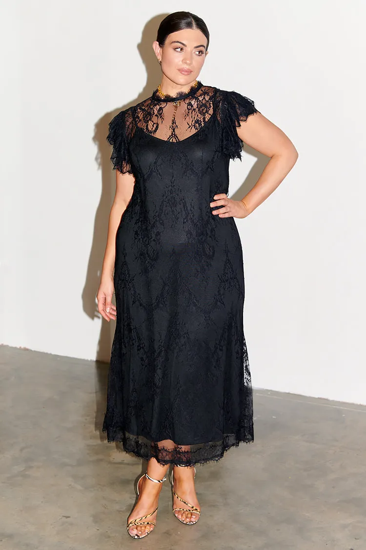 Black Fine Lace Raven Dress