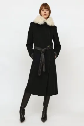 Black Wool Shearling Coat