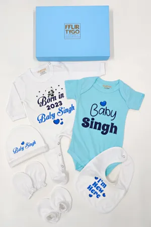 Blue Skies Welcome: Personalized Newborn Baby Gift Set