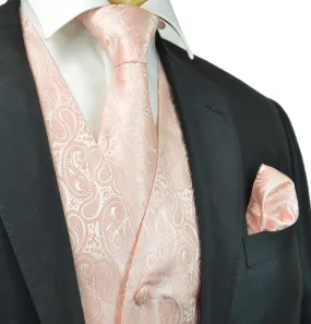 Blush Pink Paisley Tuxedo Vest Set