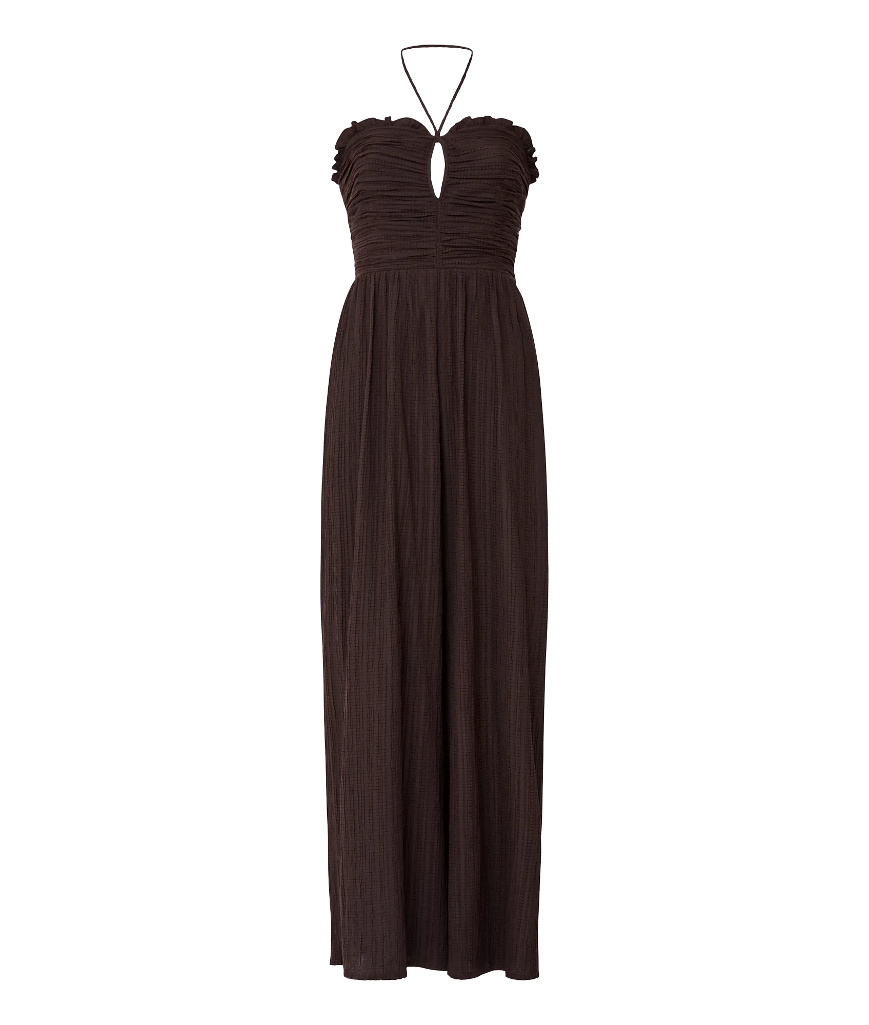 Bonny Pleated Strappy Halterneck Jumpsuit - Brown