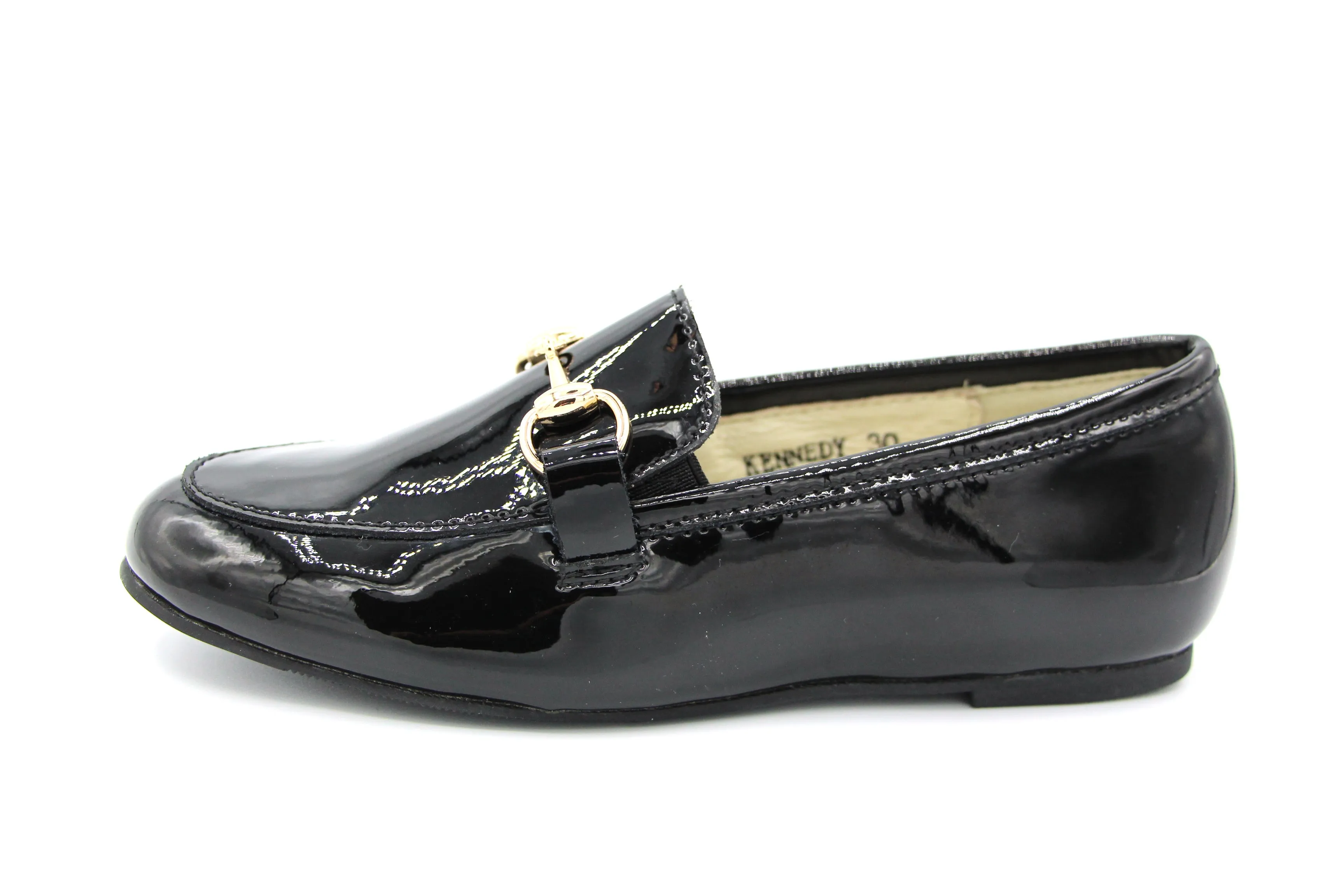 Boutaccelli  Black Patent Slip On With Chain Kennedy