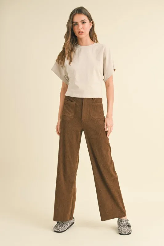 Brown Corduroy With Front Pocket Pants