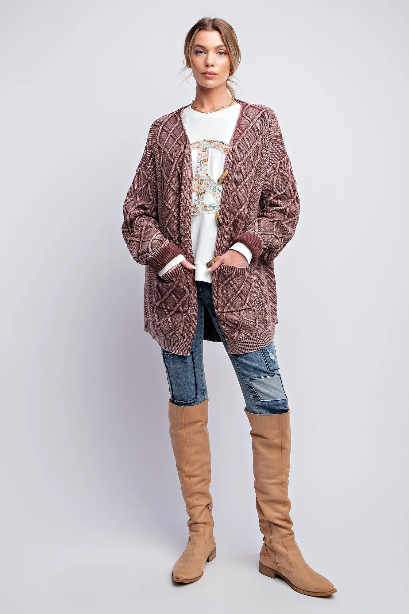 Cable Knitted Sweater Cardigan