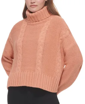 CALVIN KLEIN -  Cable-Knit Long-Sleeve Turtleneck Sweater