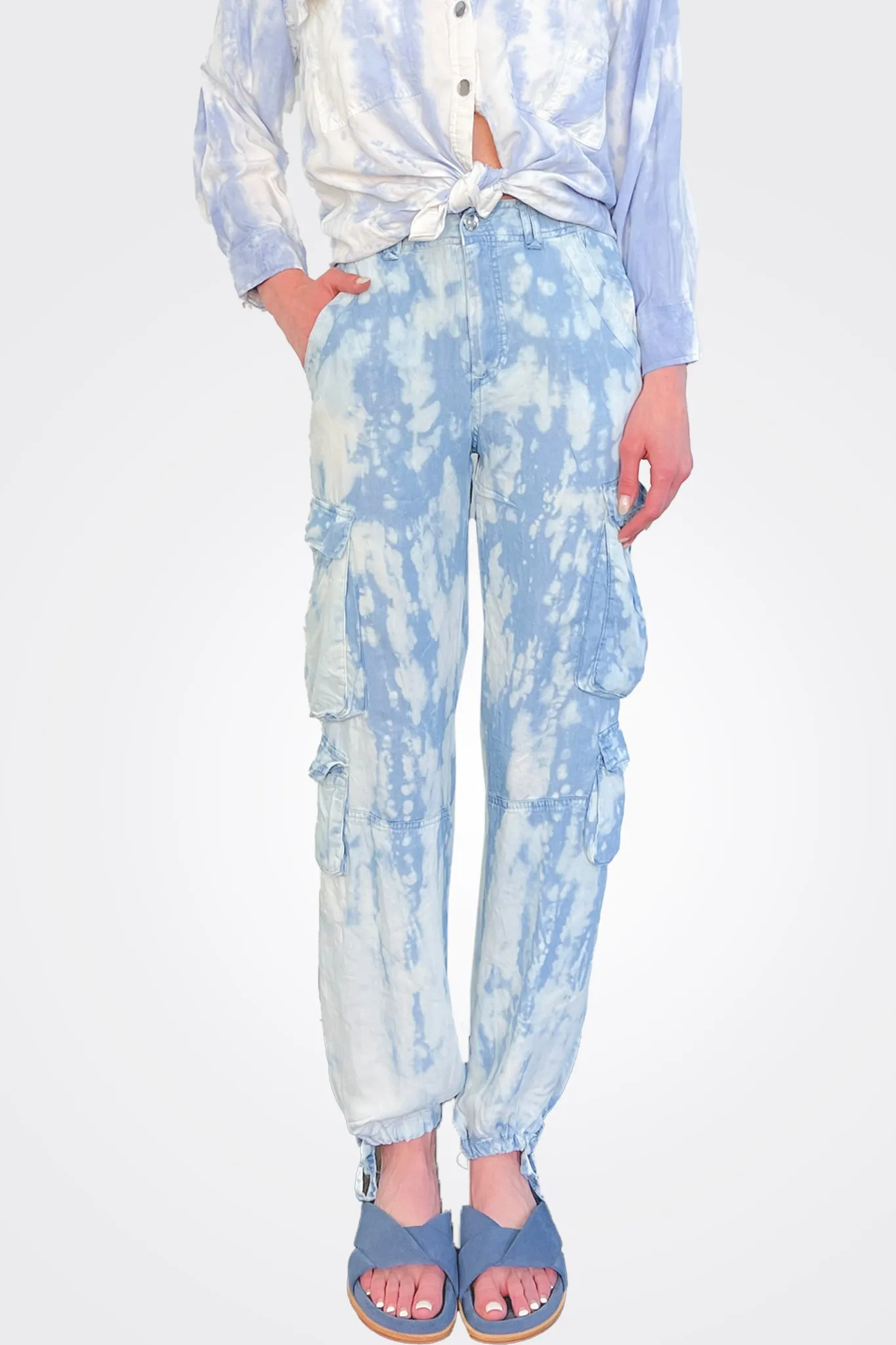 Cargo Tie Dye Pants - Blue