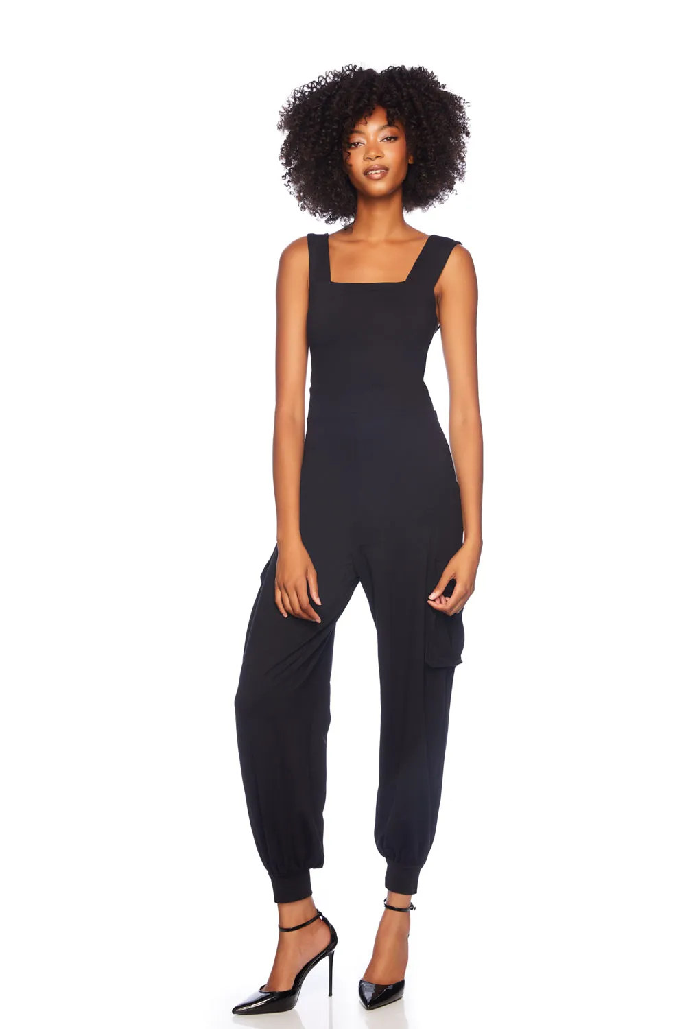 cargo wide strap jumpsuit