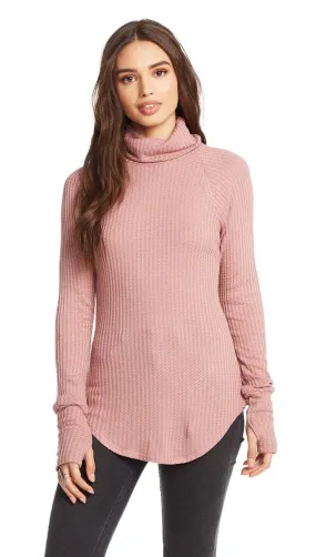 Chaser Thermal Raglan Turtleneck Rosebud