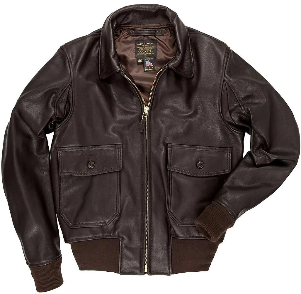 Cockpit USA Mens Modified G-1 Goatskin Leather Flight Jacket