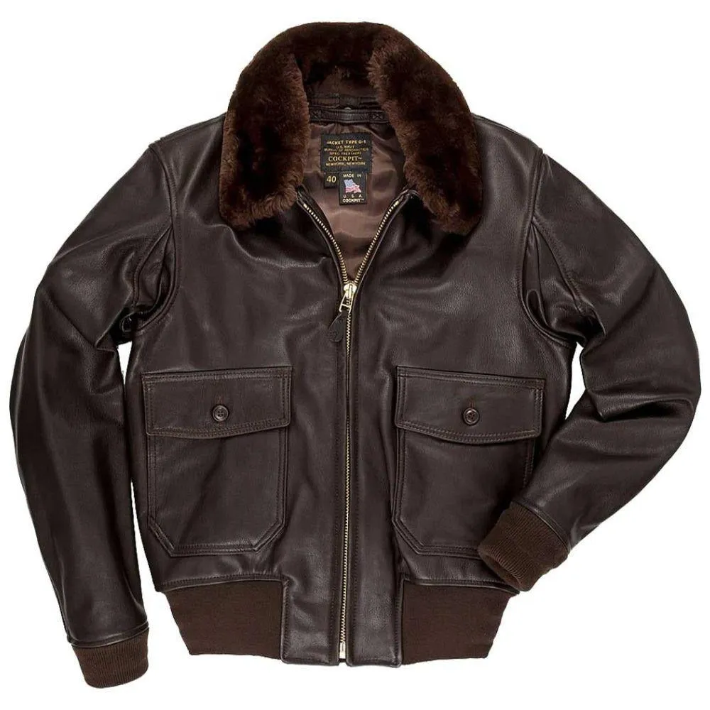 Cockpit USA Mens Modified G-1 Goatskin Leather Flight Jacket