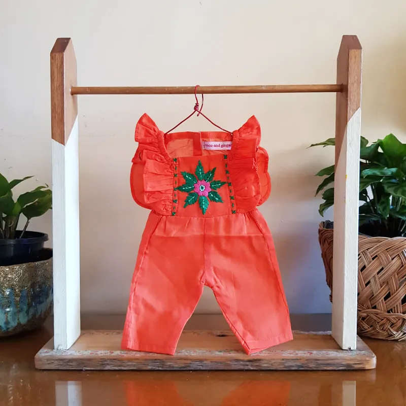 Coco & Ginger Dolls Wilde Jumpsuit - Hand Embroidery Paprika