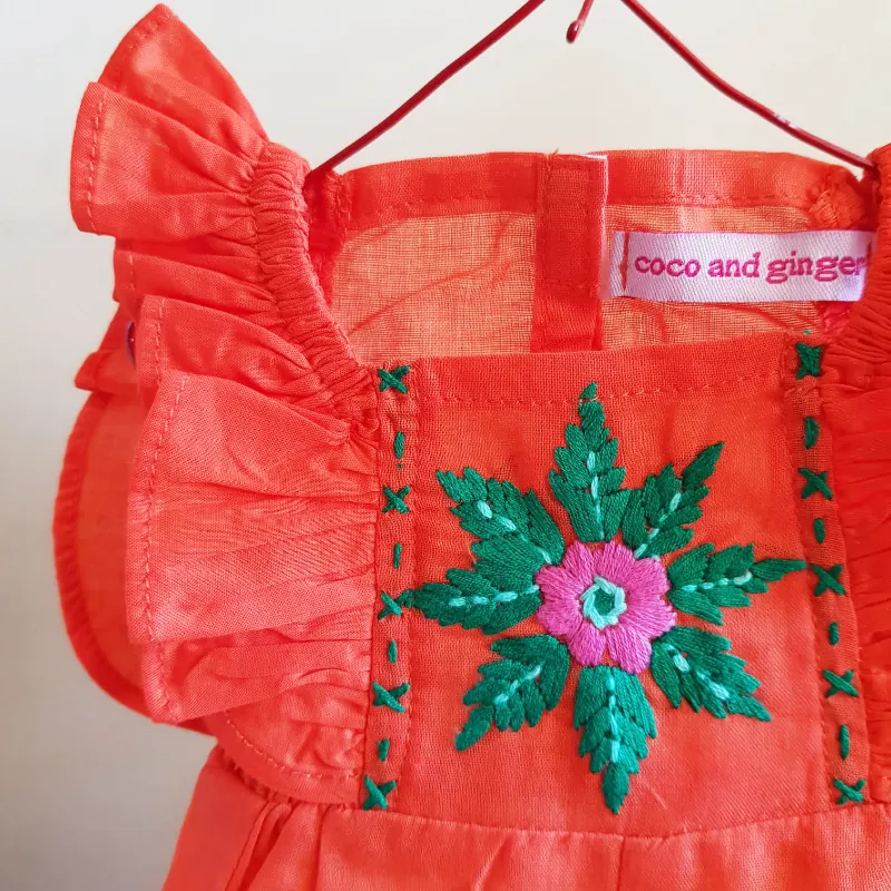 Coco & Ginger Dolls Wilde Jumpsuit - Hand Embroidery Paprika