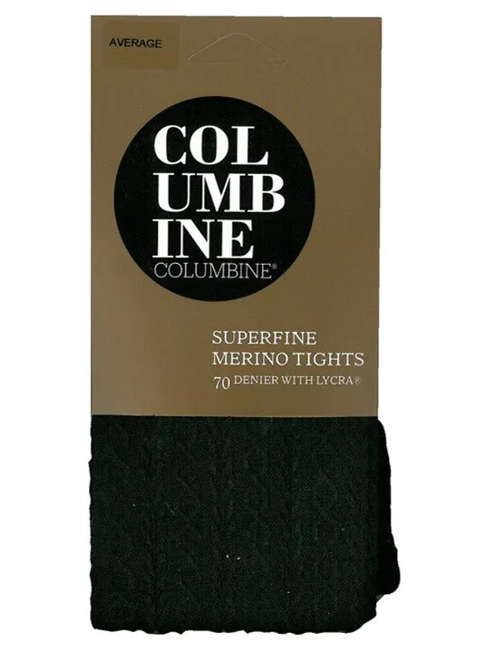 Columbine 14380 Classic Cable Superfine Merino Tights Black