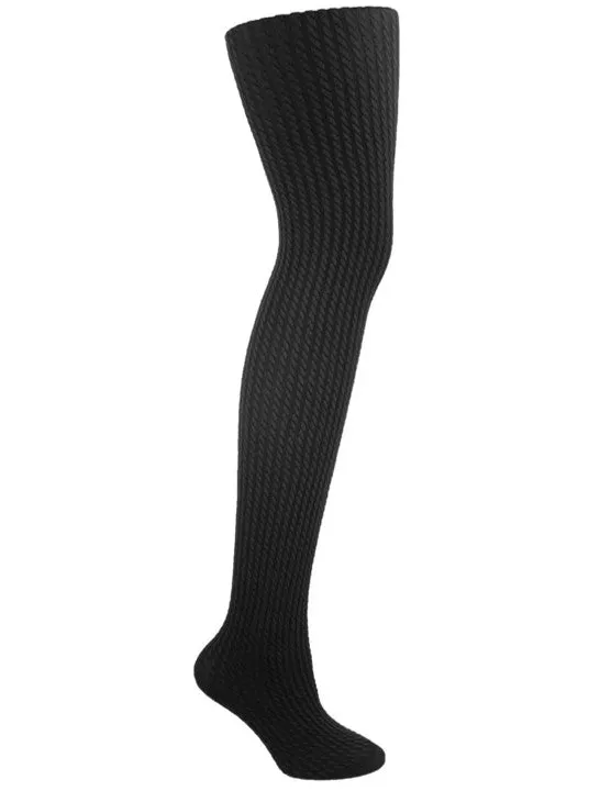 Columbine 14380 Classic Cable Superfine Merino Tights Black